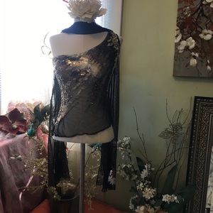 Vintage sequin one shoulder top